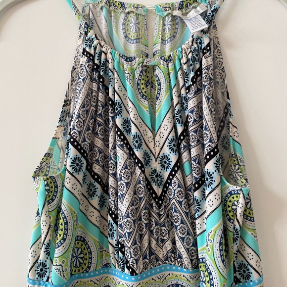 London Times Blue, Green Boho Print Maxi Dress, Sleeveless, 10 - Picture 4 of 9